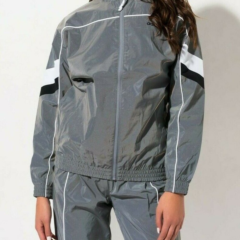 Adidas Originals Womens 90S Reflect Silver 2pcs Set Tracksuit GC8793 Retail $400